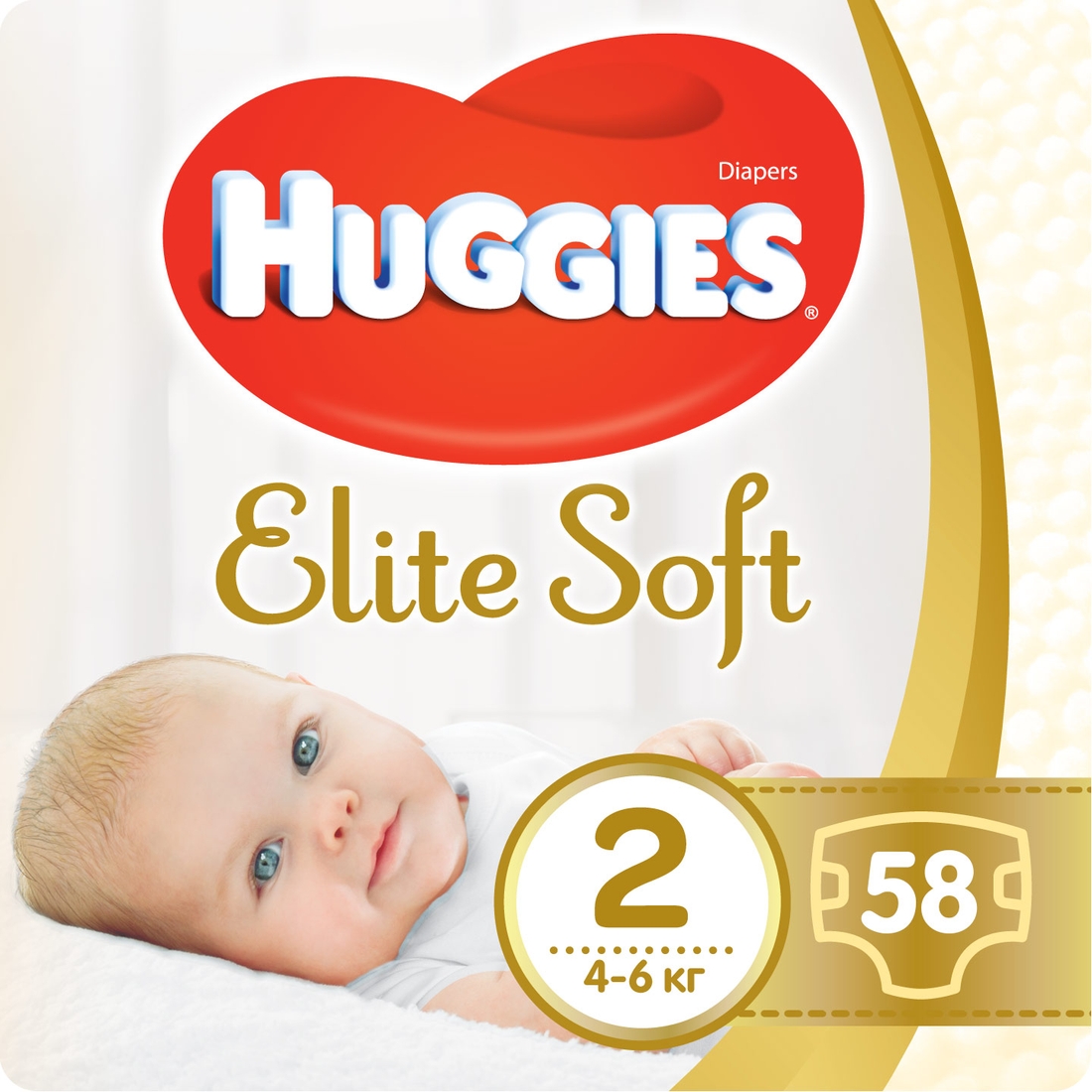 Фото Підгузки Huggies Elite Soft Jumbo 2 2ДЖАМБО58 2590031 4-6 кг 58 шт. (5029053578071)