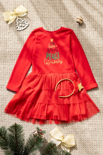 Фото Платье с принтом для девочки Baby Show 23975 122 см Красный (2000990128775W)(NY)(SN)