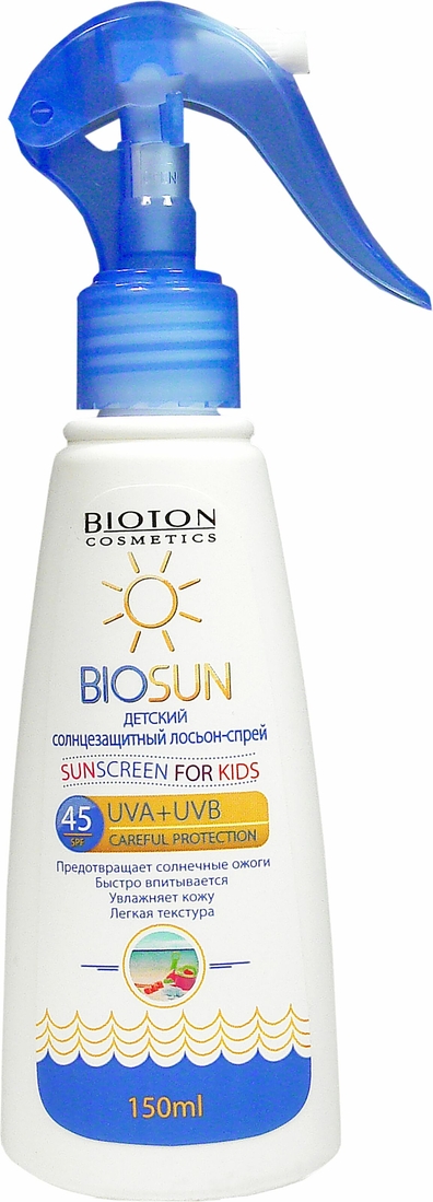 Детский солнцезащитный лосьон-спрей BIOTON ТМ "Biosun" SPF 45, 150 мл (4820026149417)