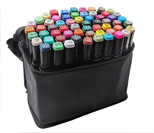 Фото Набор скетч маркеров CY2417 60 цветов, спиртовые двухсторонние маркеры, Длина маркера 15,5 см (6965641650233)