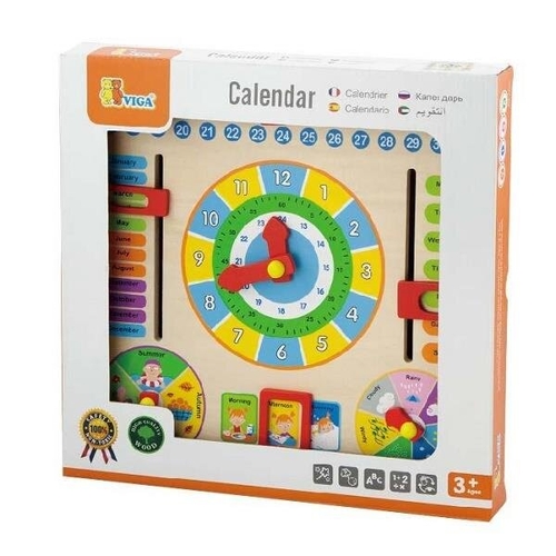 Фото Дерев'яний календар Viga Toys з годинником (2000903577744)
