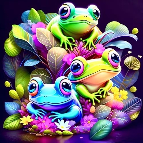 Фото Набір для розпису по номерах Різнобарвні жабенята Strateg AV4040-3 (4823113869281)