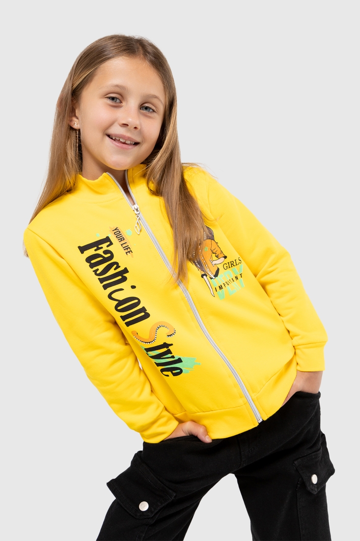 Фото Кофта з принтом для дівчинки Narmini 9501 128 см Жовтий (2000989943839D)