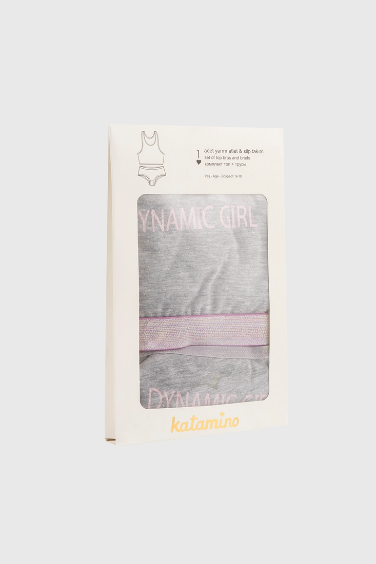 Фото Комплект білизни топ + труси для дівчинки Katomino K128377 170-176 см Сірий (2000990444820A)