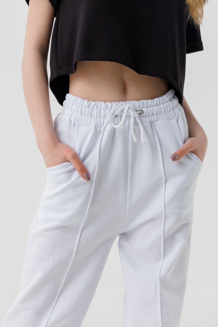 Фото Спортивные штаны однотонные прямые для девочки Тими 41130 164 см Белый (2000990540812D)