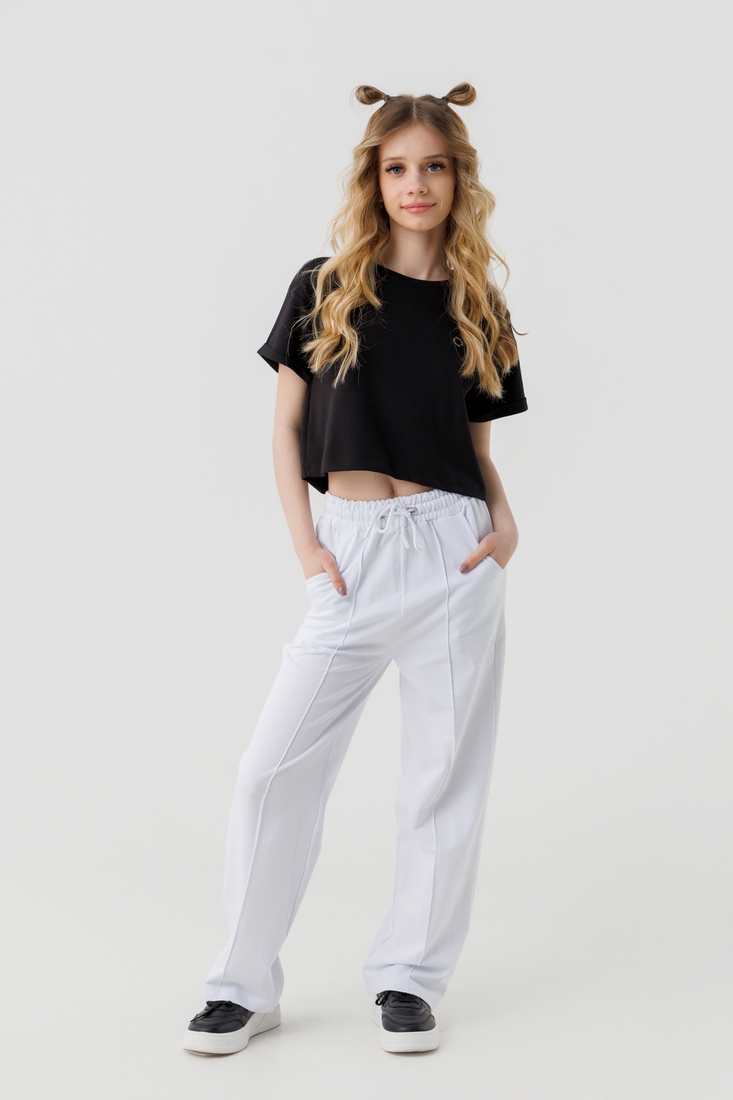 Фото Спортивні штани однотонні прямі для дівчинки Тімі 41130 164 см Білий (2000990540812D)