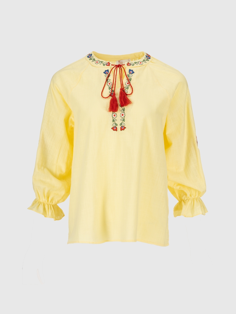 Фото Вишиванка сорочка з принтом жіноча Park karon 23063 S Жовтий (2000990485526A)