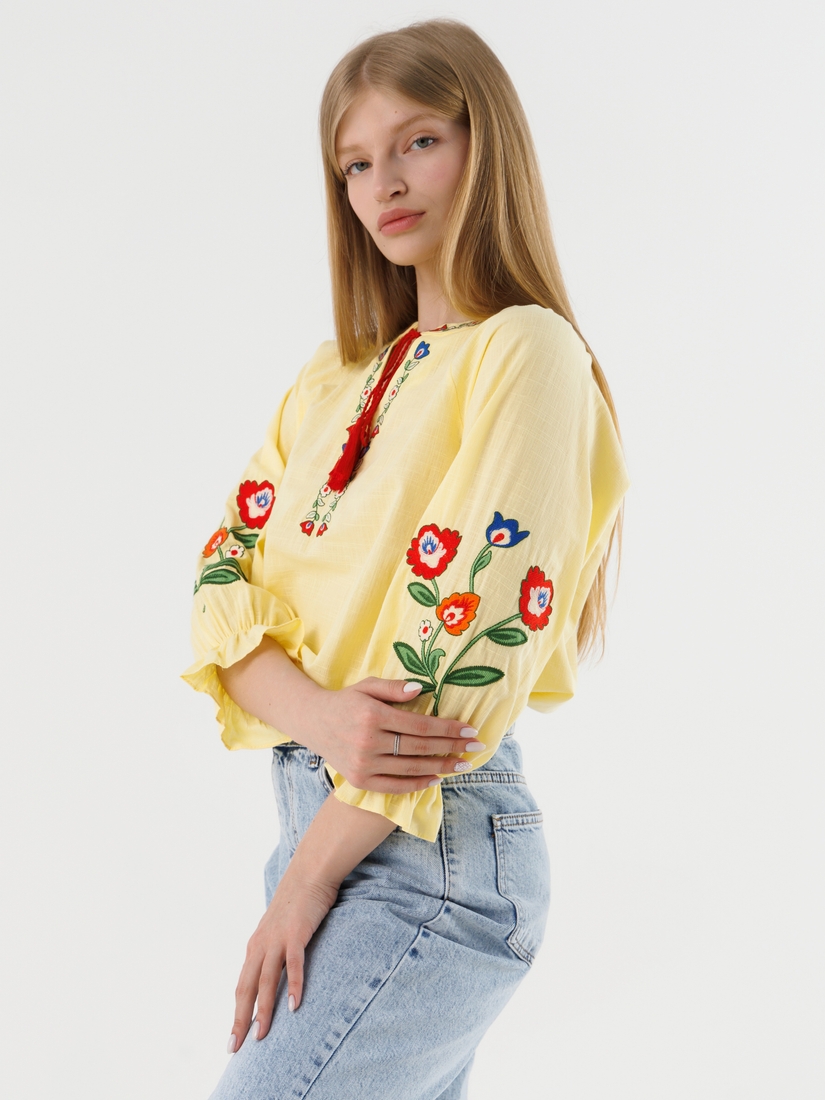 Фото Вышиванка рубашка с принтом женская Park karon 23063 L Желтый (2000990485540A)