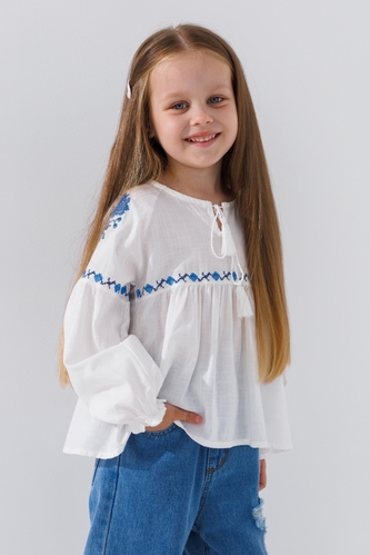 Фото Сорочка вишиванка для дівчинки Cuento 4147 110 см Молочний (2000990591692D)