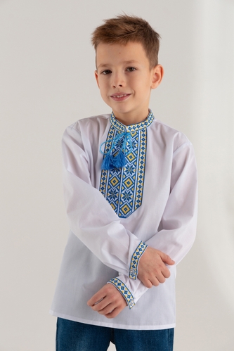 Фото Сорочка вишиванка для хлопчика КОЗАЧЕК КОЗАК 134 см Жовто- синій (2000990304957D)