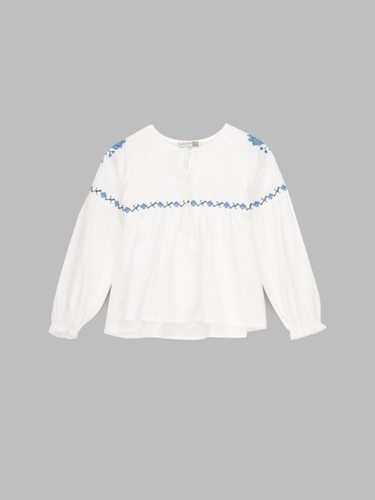 Фото Рубашка вышиванка для девочки Cuento 4147 110 см Молочный (2000990591692D)