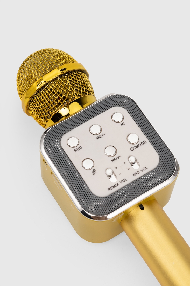 Фото Бездротовий караоке мікрофон з Bluetooth WANRONGDIANZIKEJIYOUXIANGONGSI 1818 Золотий (2002010964554)