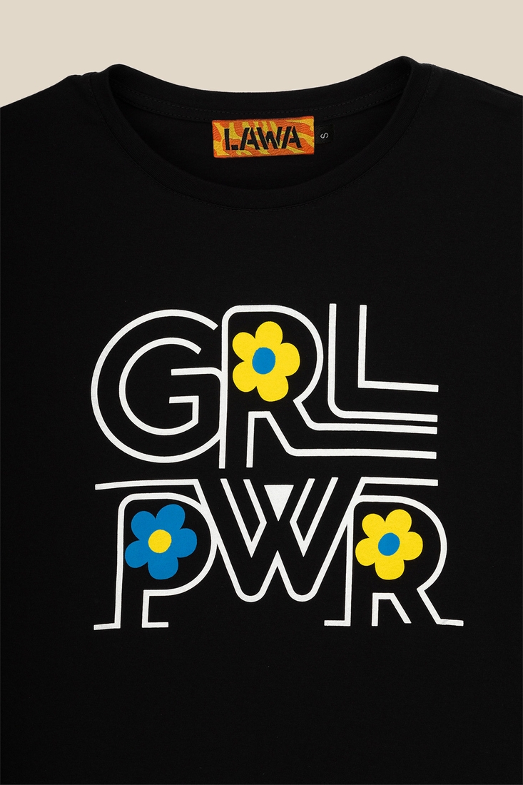 Фото Футболка з принтом жіноча LAWA CTM P-WB02322 "GRL_PWR" 2XL Чорний (2000989925088S)(LW)