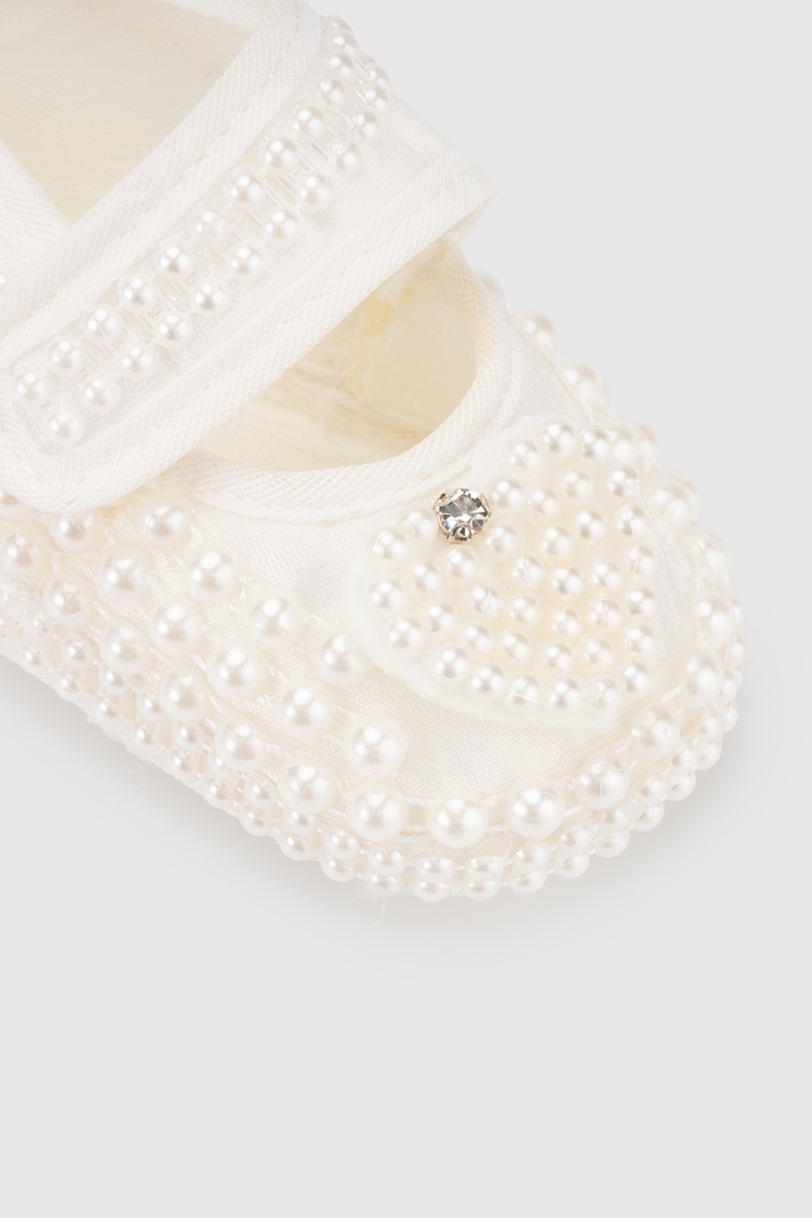 Фото Комплект для дівчинки Mini Papi 100 Сердечко пінетки+пов'язка One Size Молочний (2000990058041D)