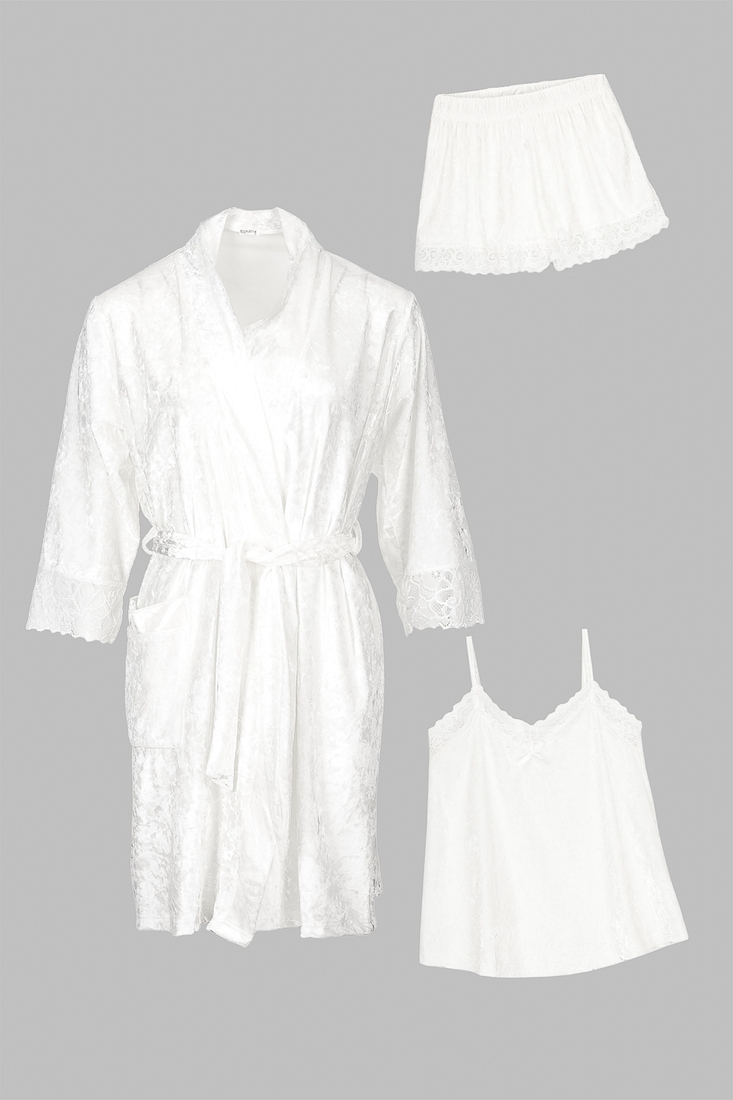Фото Комплект халат+пижама женский Nicoletta 87130 XL Белый (2000990388957А)