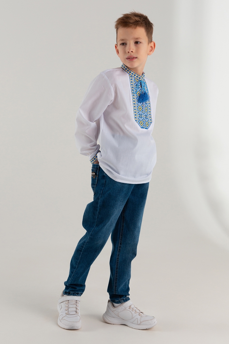 Фото Рубашка вышиванка для мальчика КОЗАЧЕК КОЗАК 134 см Желто- синий (2000990304957D)