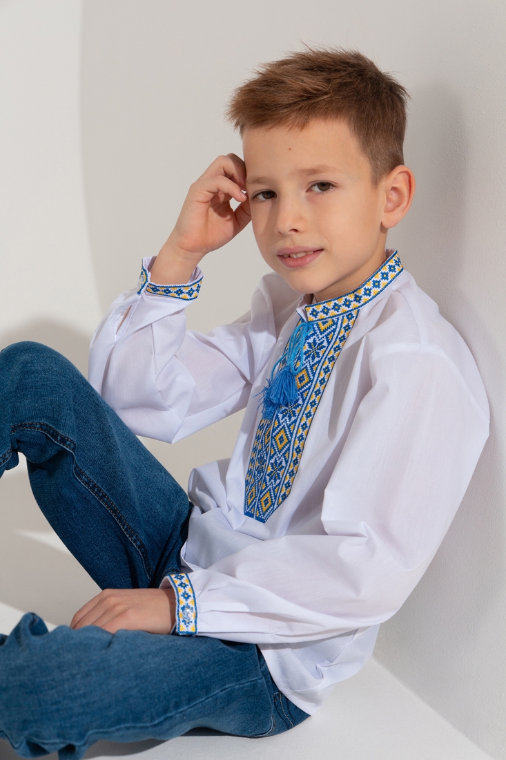 Фото Сорочка вишиванка для хлопчика КОЗАЧЕК КОЗАК 134 см Жовто- синій (2000990304957D)