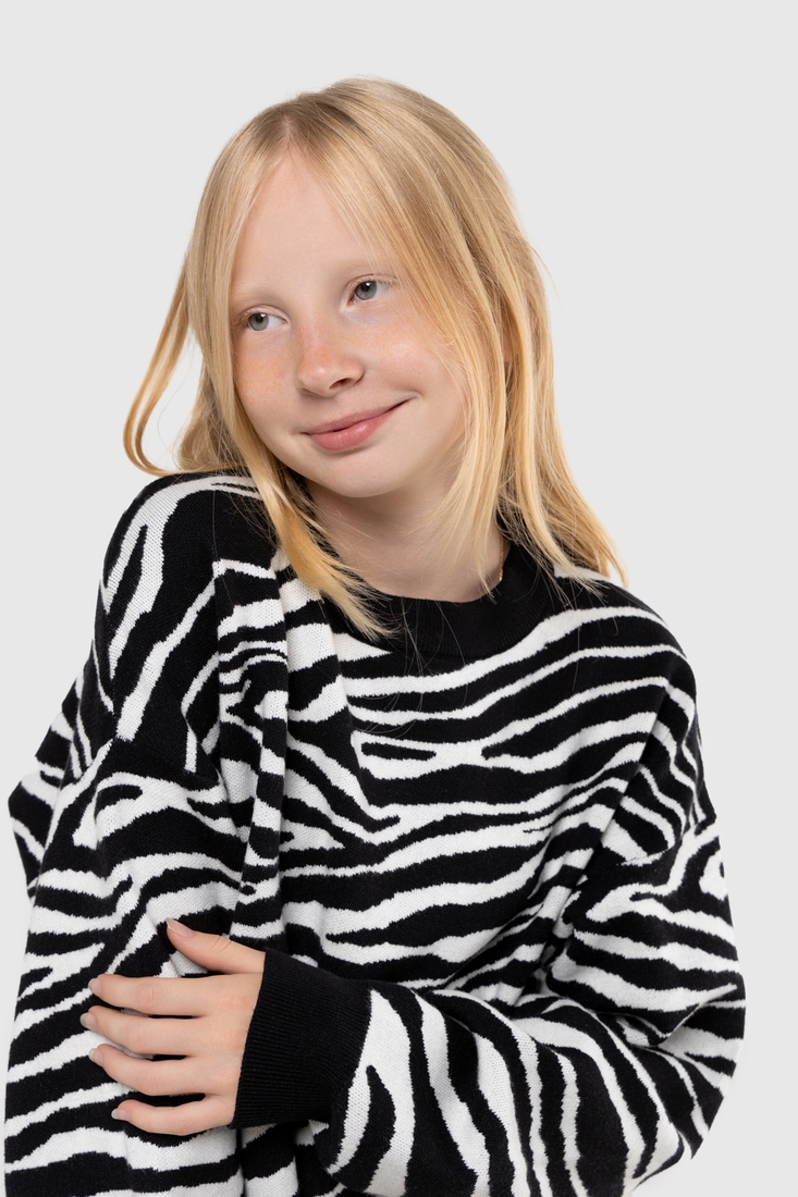 Фото Светр з візерунком для дівчинки Lizi 3265 152 см Чорно-білий (2000989952695D)