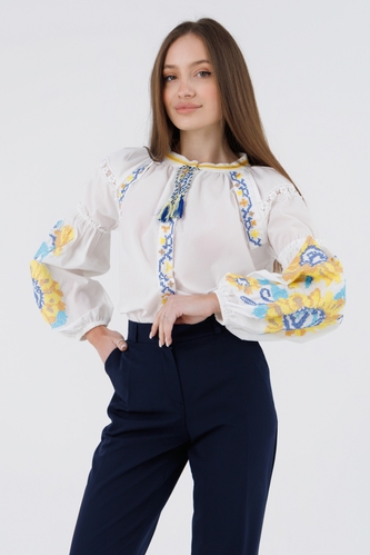 Фото Вишиванка сорочка з принтом жіноча Es-Q 5544 L Білий (2000990591142A)