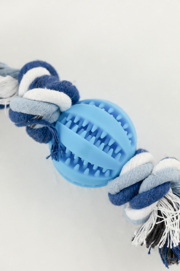 Іграшка м'яч з вузлами для тварин KUMAOCHONGWUYONGPIN KM52650 Блакитний (2000990382580)