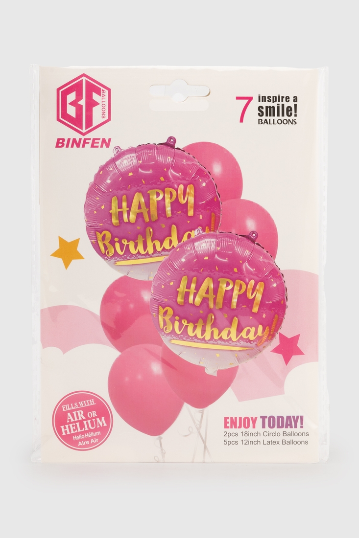 Фото Набор воздушных шариков Happy Birthday BINFENQIQIU BF5726 Розовый (2000990384911)