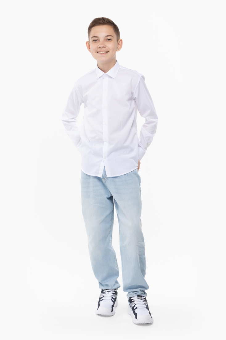 Фото Сорочка однотонна для хлопчика Pitiki 1226 170 см Білий (2000989800125D)