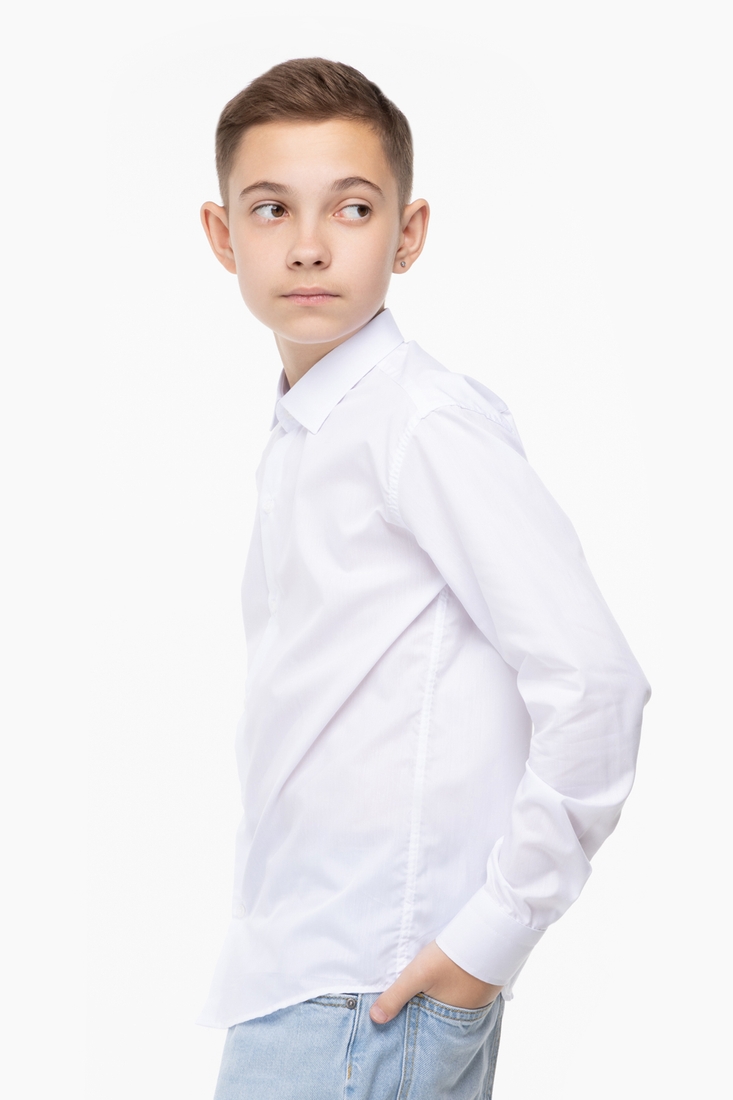 Фото Рубашка однотонная для мальчика Pitiki 1226 146 см Белый (2000989800040D)