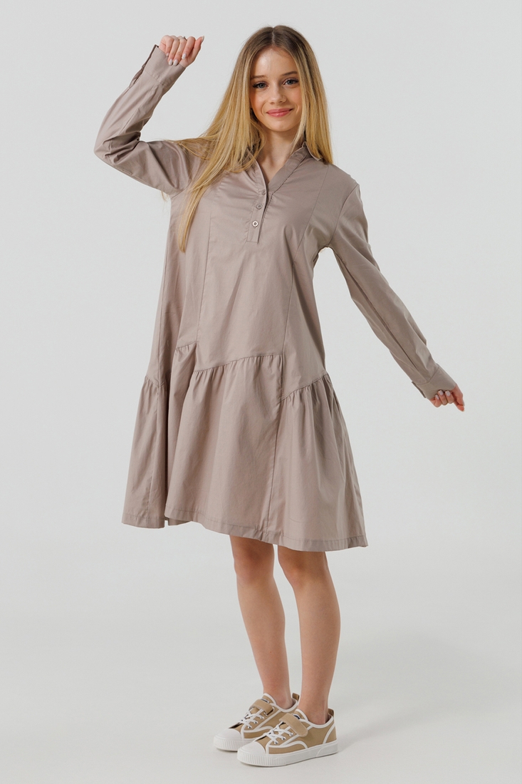 Фото Платье однотонное для девочки LocoLoco 9101 158 см Бежевый (2000990348142D)