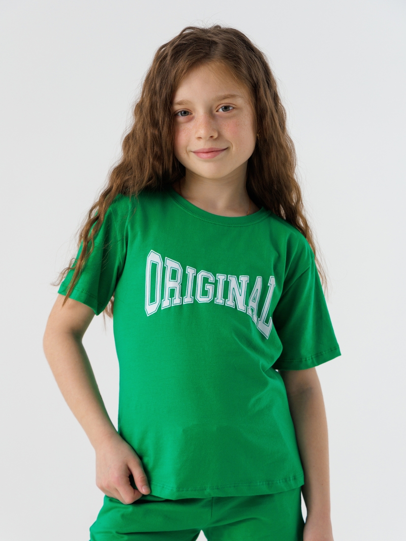 Фото Костюм футболка+шорты для девочки Atabey 10527 116 см Зеленый (2000990478306S)