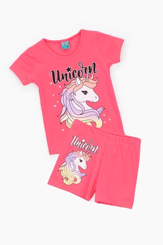 Фото Костюм для дівчинки Baby Show 16244 футболка + шорти 110 см Рожевий (2000989658047S)