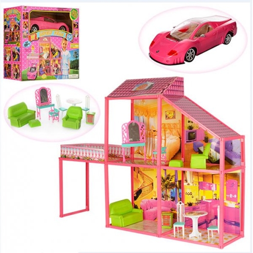Фото Будиночок для ляльок, з меблями, машиною 6981 LiWeiGuang (6961002090885)