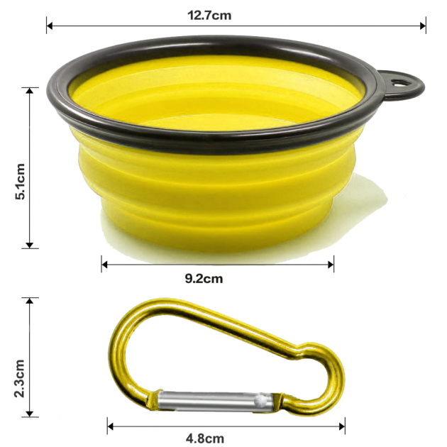 Дорожня складна силіконова миска для собак 0,25 л Жовтий ABQT-279 (6999141902790)