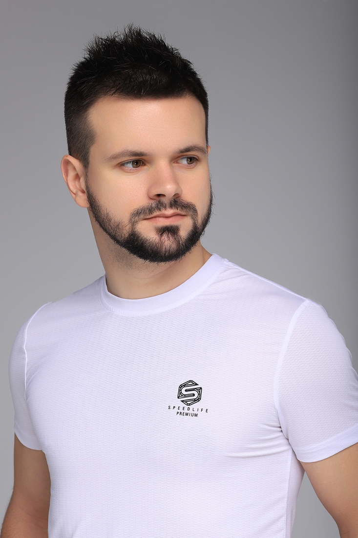 Фото Фітнес футболка однотонна чоловіча Speed Life XF-1509 S Білий (2000989559757A)