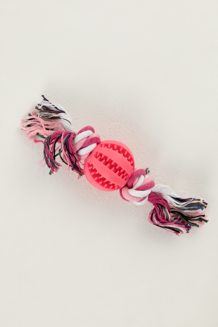 Іграшка м'яч з вузлами для тварин KUMAOCHONGWUYONGPIN KM52650 Рожевий (2000990382542)