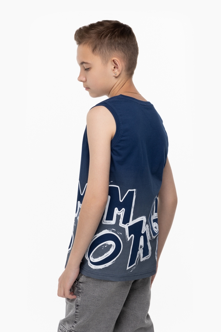 Фото Майка з принтом для хлопчика MAGO 3024 140 см Темно-синій (2000989827528S)