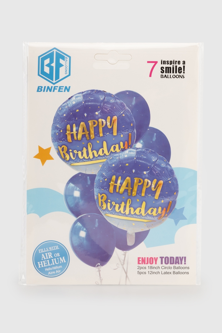 Фото Набор воздушных шариков Happy Birthday BINFENQIQIU BF5726 Синий (2000990384928)