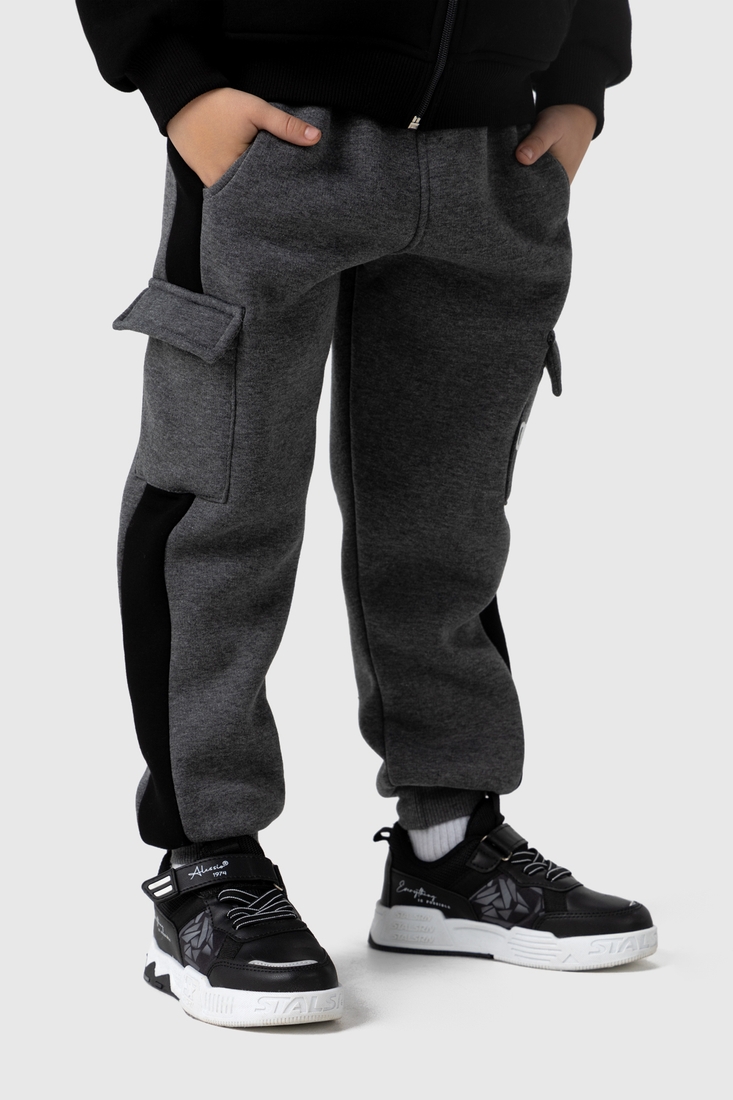 Фото Спортивні штани для хлопчика манжет з принтом Atescan 1104 152 см Графітовий (2000990223425W)