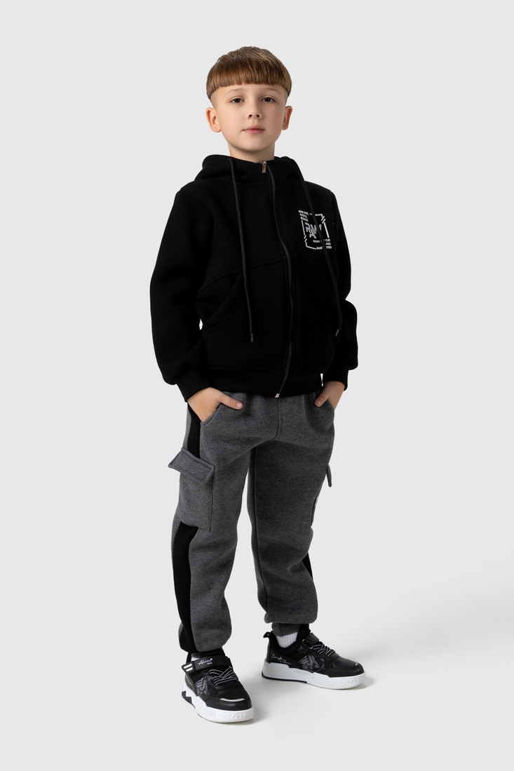Фото Спортивні штани для хлопчика манжет з принтом Atescan 1104 152 см Графітовий (2000990223425W)