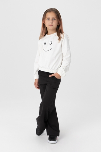 Фото Костюм (свитшот+штаны палаццо) для девочки Viollen 3200 122 см Бело-черный (2000990091888D)