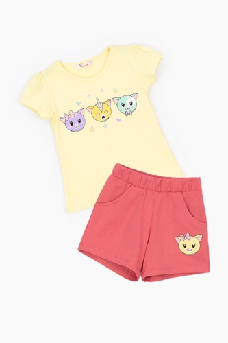 Фото Костюм для дівчинки Breeze 1091 футболка + шорти 92 см Жовтий (2000989655145S)