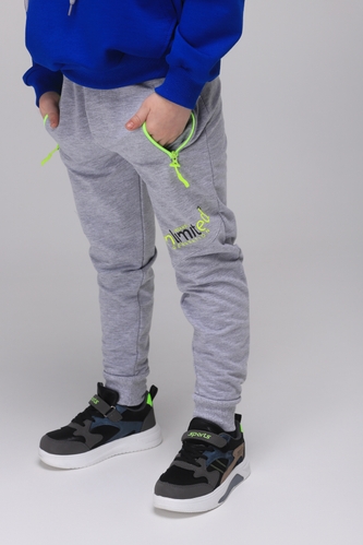 Фото Спортивні штани для хлопчика з принтом Pitiki 1001-1 128 см Світло-сірий (2000989523819D)