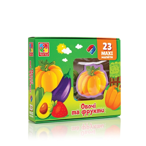 Фото Набір магнітів "Овочі та фрукти" Vladi Toys VT3106-28 Різнокольоровий (4820234762767)