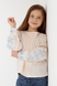 Сорочка з вишивкою для дівчинки Cuento 3042 134 см Бежевий (2000990264121A) Фото 4 з 16