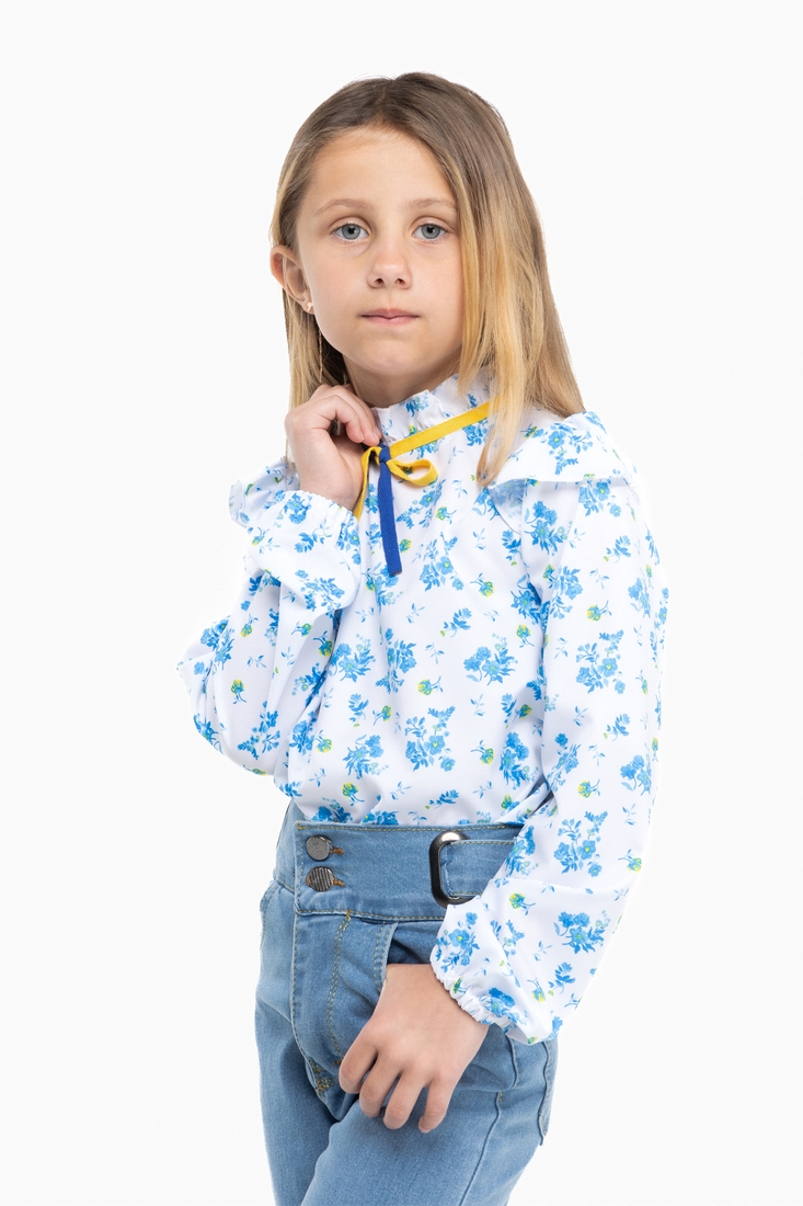 Фото Блуза з візерунком для дівчинки MyChance Квіти 128 см Різнокольоровий (2000989804390D)