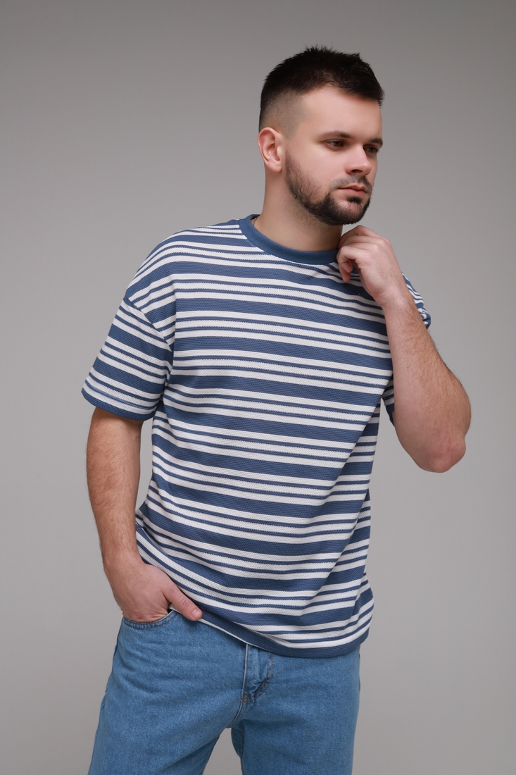 Фото Мужская футболка с узором FIGO 2889 XL Синий (2000989489689S)