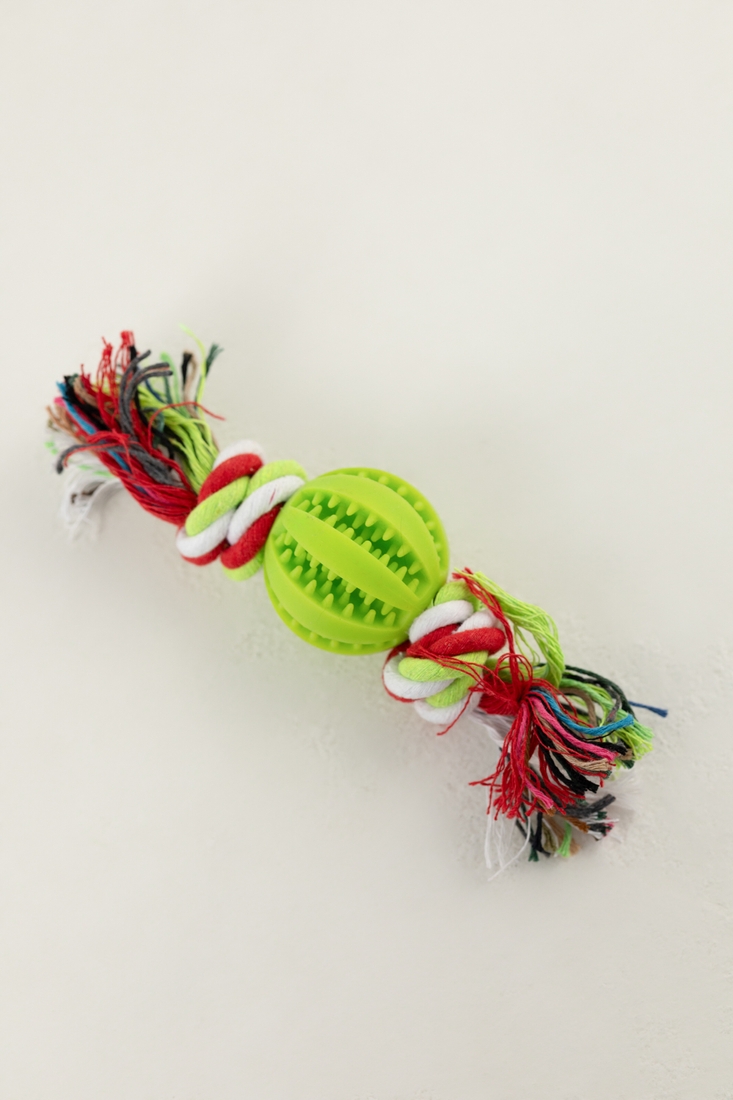 Іграшка м'яч з вузлами для тварин KUMAOCHONGWUYONGPIN KM52650 Салатовий (2000990382566)
