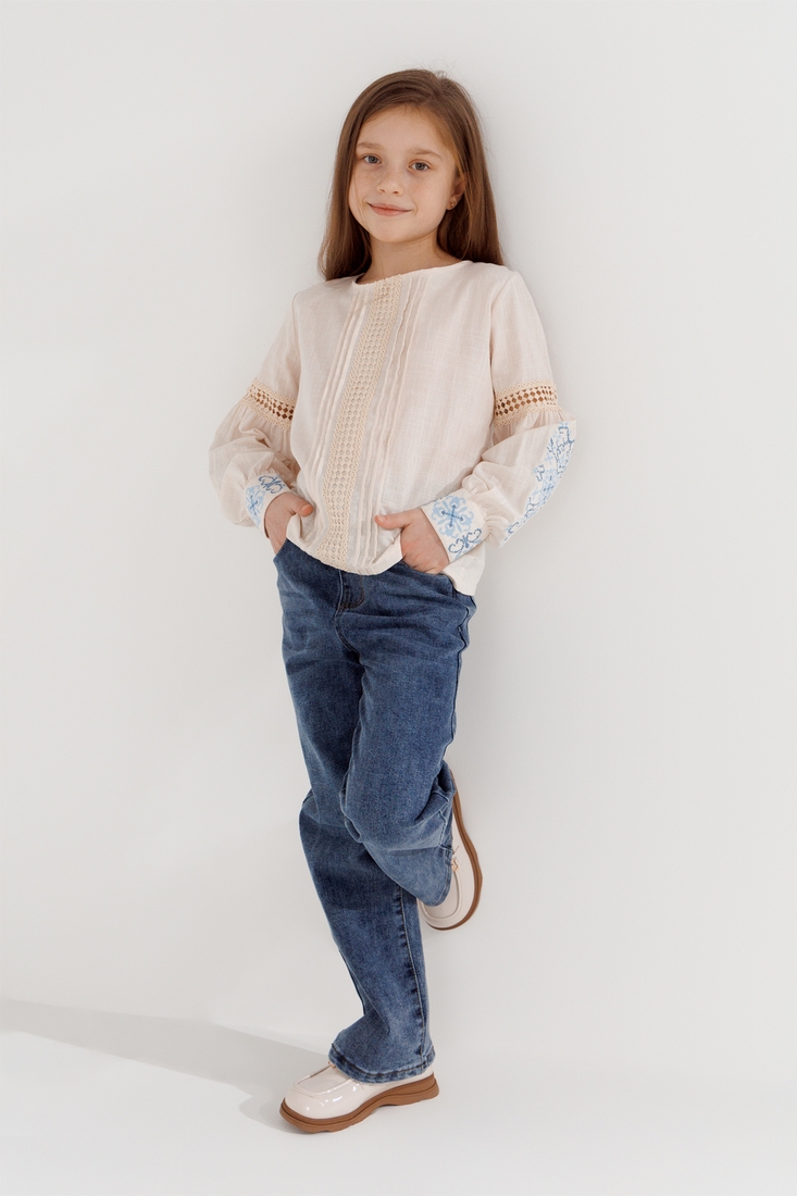Фото Сорочка з вишивкою для дівчинки Cuento 3042 134 см Бежевий (2000990264121A)
