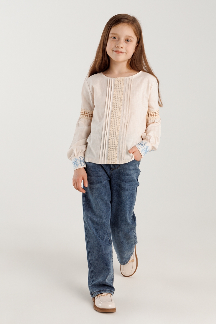 Фото Сорочка з вишивкою для дівчинки Cuento 3042 134 см Бежевий (2000990264121A)