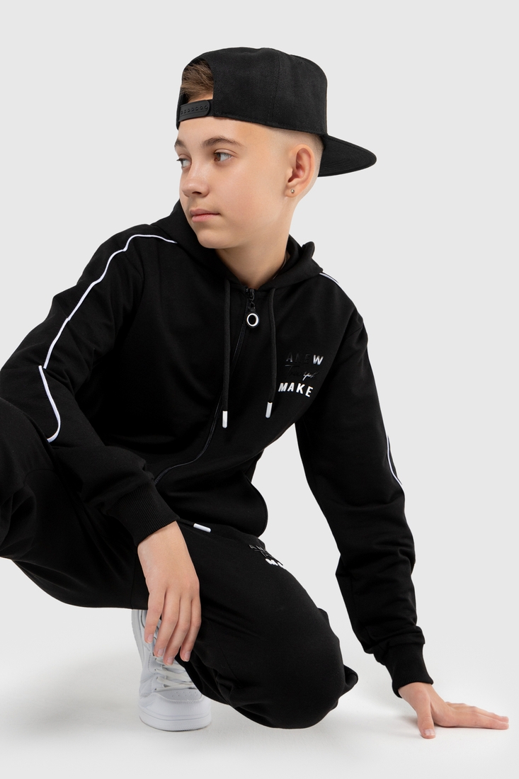 Фото Спортивний костюм (кофта, штани) для хлопчика YESMINA 4269 140 см Чорний (2000989929703D)