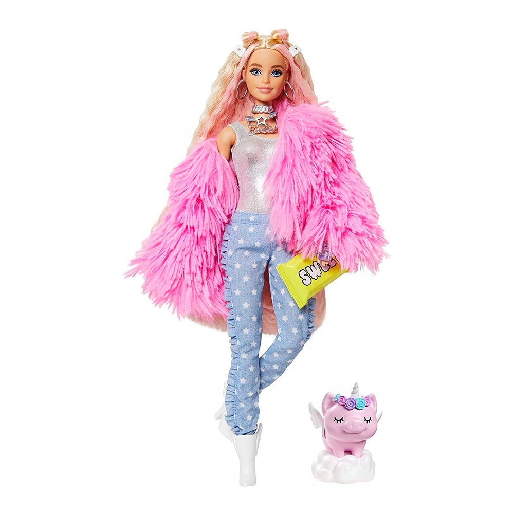 Фото Лялька Barbie "Екстра" у рожевому пухнастому жакеті GRN28 (887961908480)